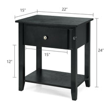 Load image into Gallery viewer, Gymax 2PCS Nightstand Sofa End Side Table W/ Storage Drawer Bottom Shelf Black