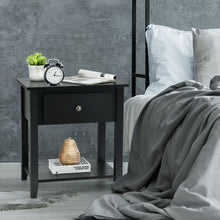 Load image into Gallery viewer, Gymax 2PCS Nightstand Sofa End Side Table W/ Storage Drawer Bottom Shelf Black
