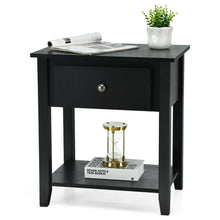 Load image into Gallery viewer, Gymax 2PCS Nightstand Sofa End Side Table W/ Storage Drawer Bottom Shelf Black