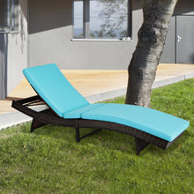 Load image into Gallery viewer, Gymax Foldable Patio Rattan Chaise Lounge Chair w/5 Back Positions Turquoise Cushion