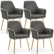 Load image into Gallery viewer, Gymax 4PCS Accent Leisure Chair Velvet Armchair Dining Chair Home Office Grey