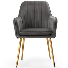 Load image into Gallery viewer, Gymax 4PCS Accent Leisure Chair Velvet Armchair Dining Chair Home Office Grey