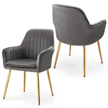 Load image into Gallery viewer, Gymax 4PCS Accent Leisure Chair Velvet Armchair Dining Chair Home Office Grey