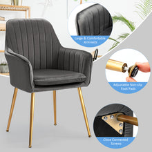 Load image into Gallery viewer, Gymax 4PCS Accent Leisure Chair Velvet Armchair Dining Chair Home Office Grey
