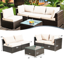 Load image into Gallery viewer, Gymax 5PCS Rattan Patio Conversation Set Sofa Furniture Set w/ White Cushions