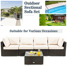 Load image into Gallery viewer, Gymax 5PCS Rattan Patio Conversation Set Sofa Furniture Set w/ White Cushions