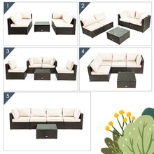 Load image into Gallery viewer, Gymax 5PCS Rattan Patio Conversation Set Sofa Furniture Set w/ White Cushions