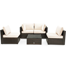 Load image into Gallery viewer, Gymax 5PCS Rattan Patio Conversation Set Sofa Furniture Set w/ White Cushions