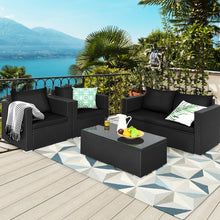 Load image into Gallery viewer, Gymax 4PCS Rattan Patio Conversation Set Outdoor Furniture Set w/ Black Cushions