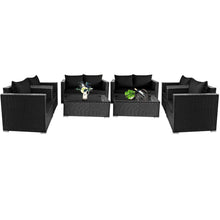 Load image into Gallery viewer, Gymax 8PCS Rattan Patio Conversation Set Outdoor Furniture Set w/ Black Cushions