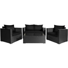 Load image into Gallery viewer, Gymax 8PCS Rattan Patio Conversation Set Outdoor Furniture Set w/ Black Cushions