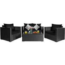 Load image into Gallery viewer, Gymax 8PCS Rattan Patio Conversation Set Outdoor Furniture Set w/ Black Cushions