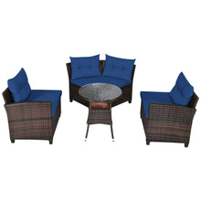 Load image into Gallery viewer, Gymax 4PCS Patio Furniture Set Outdoor Rattan Sectional Sofa Set w/ Navy Cushions
