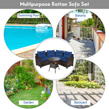 Load image into Gallery viewer, Gymax 4PCS Patio Furniture Set Outdoor Rattan Sectional Sofa Set w/ Navy Cushions