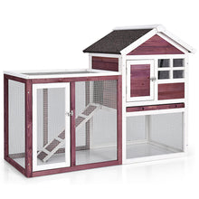 Load image into Gallery viewer, Gymax Wooden Chicken Coop Outdoor & Indoor Small Rabbit Hutch w/ Run