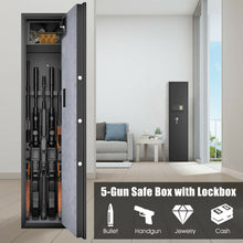 Load image into Gallery viewer, Gymax Large Rifle Safe Quick Access 5-Gun Storage Cabinet w/ Pistol Lock Box