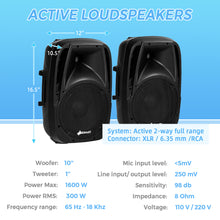 Load image into Gallery viewer, Gymax 1600W Portable 2-Way Powered Speaker System w/ Microphone