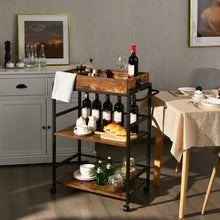 Load image into Gallery viewer, Gymax 3-Tier Rolling Bar Cart Kitchen Serving Cart w/ Removable Tray & Handle