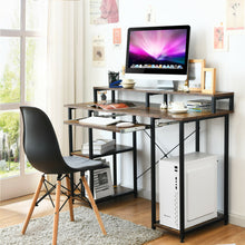 Load image into Gallery viewer, Gymax 47'' Computer Desk Writing Study Table w/ Keyboard Tray & Monitor Stand