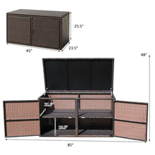 Load image into Gallery viewer, Gymax 88 Gallon Rattan Storage Box Outdoor Patio Container Seat w/ Door Mix Brown