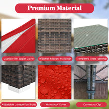 Load image into Gallery viewer, Gymax 5PCS Rattan Patio Conversation Set Sofa Furniture Set w/ Red Cushions