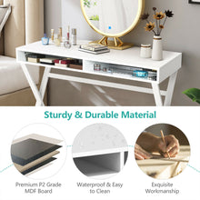 Load image into Gallery viewer, Gymax Vanity Table Set Writing Desk Makeup Table w/Round Velvet Ottoman Green