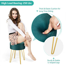 Load image into Gallery viewer, Gymax Vanity Table Set Writing Desk Makeup Table w/Round Velvet Ottoman Green