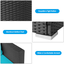 Load image into Gallery viewer, Gymax 3PCS Rattan Patio Conversation Furniture Set Outdoor w/ Turquoise Cushions