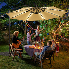 Load image into Gallery viewer, Gymax 10ft Solar Patio Umbrella Outdoor Offset Hanging Umbrella w/ 40 LED Lights