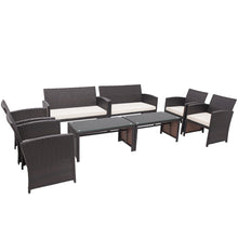 Load image into Gallery viewer, Gymax 8PCS Patio Conversation Set Outdoor Rattan Furniture Set w/ White Cushions