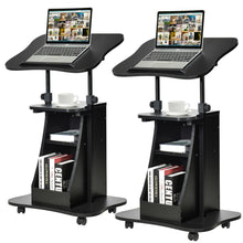 Load image into Gallery viewer, Gymax Set of 2 Sit-to-Stand Laptop Desk Cart Rolling Mobile Height Adjustable