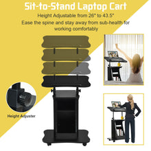 Load image into Gallery viewer, Gymax Set of 2 Sit-to-Stand Laptop Desk Cart Rolling Mobile Height Adjustable