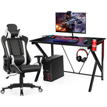 Load image into Gallery viewer, Gymax Gaming Desk&Massage Gaming Chair Set w/Headphone Hook & Game Storage