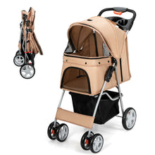 Load image into Gallery viewer, Gymax Foldable Pet Stroller 4-Wheel Cat Dog Travel Carrier w/ Storage Basket