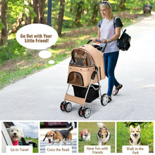 Load image into Gallery viewer, Gymax Foldable Pet Stroller 4-Wheel Cat Dog Travel Carrier w/ Storage Basket