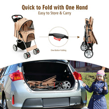 Load image into Gallery viewer, Gymax Foldable Pet Stroller 4-Wheel Cat Dog Travel Carrier w/ Storage Basket