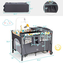 Load image into Gallery viewer, Gymax 5 in 1 Baby Nursery Center Foldable Toddler Bedside Crib w/Music Box