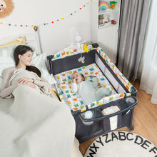 Load image into Gallery viewer, Gymax 5 in 1 Baby Nursery Center Foldable Toddler Bedside Crib w/Music Box