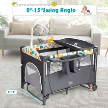 Load image into Gallery viewer, Gymax 5 in 1 Baby Nursery Center Foldable Toddler Bedside Crib w/Music Box