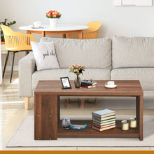 Load image into Gallery viewer, Gymax 2-Tier Coffee Table Sofa Side Table w/ 2 Shelves for Living Room Walnut