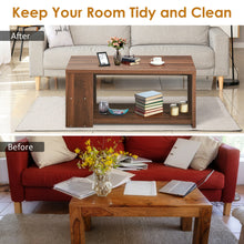 Load image into Gallery viewer, Gymax 2-Tier Coffee Table Sofa Side Table w/ 2 Shelves for Living Room Walnut