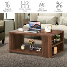 Load image into Gallery viewer, Gymax 2-Tier Coffee Table Sofa Side Table w/ 2 Shelves for Living Room Walnut