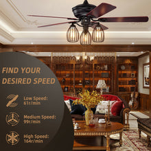 Load image into Gallery viewer, Gymax 52'' Ceiling Fan w/ Lights 5 Reversible Blades 3 Lights Retro Ceiling Fan
