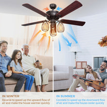 Load image into Gallery viewer, Gymax 52'' Ceiling Fan w/ Lights 5 Reversible Blades 3 Lights Retro Ceiling Fan