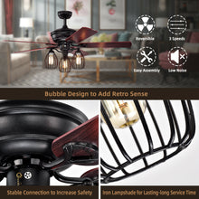 Load image into Gallery viewer, Gymax 52'' Ceiling Fan w/ Lights 5 Reversible Blades 3 Lights Retro Ceiling Fan
