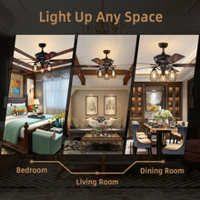 Load image into Gallery viewer, Gymax 52'' Ceiling Fan w/ Lights 5 Reversible Blades 3 Lights Retro Ceiling Fan