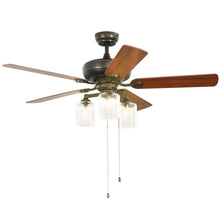 Load image into Gallery viewer, Gymax 52'' Ceiling Fan Light 5 Bronze Finished Reversible Blades w/Pull Chain