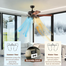 Load image into Gallery viewer, Gymax 52'' Ceiling Fan Light 5 Bronze Finished Reversible Blades w/Pull Chain