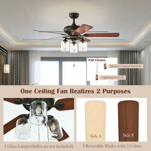 Load image into Gallery viewer, Gymax 52'' Ceiling Fan Light 5 Bronze Finished Reversible Blades w/Pull Chain
