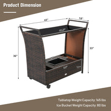 Load image into Gallery viewer, Gymax Rattan Patio Bar Cart Beverage Bar Counter Table w/ Wheels & Ice Bucket